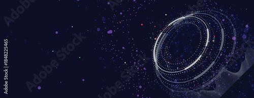Cyber technology and science banner or header. Connected neural network