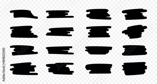 Thick marker lines, strokes. Hand-drawn brush underlines and paint stains