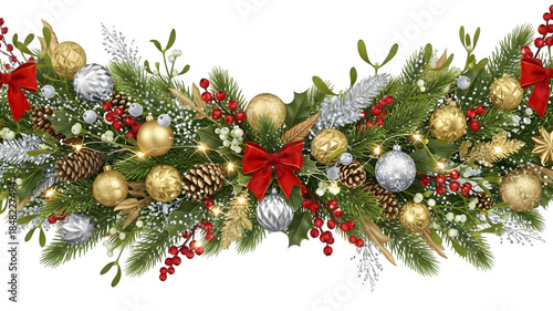 Christmas decorations isolated on transparent background