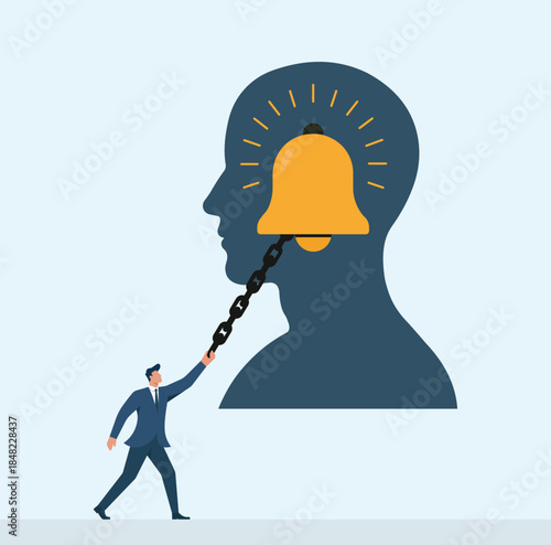 Mindful Awareness and Internal Alert Concept in Flat Vector Illustration, Self awareness, Mental alert, Inner warning, Personal responsibility, Triggered mindfulness