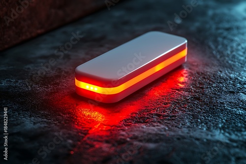 Bright glowing red emergency signal device high resolution picture
