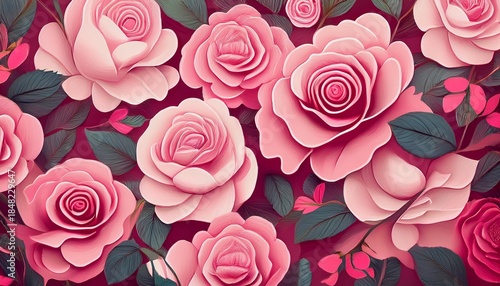 rose pattern flower wallpaper background floral design with pink roses