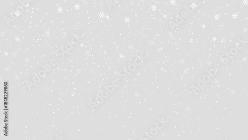 Falling snow background, winter snowfall with white snowflakes on transparent blue sky for banner or holiday design