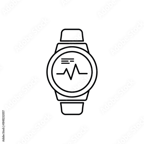 Simple smartwatch with heart rate monitor icon