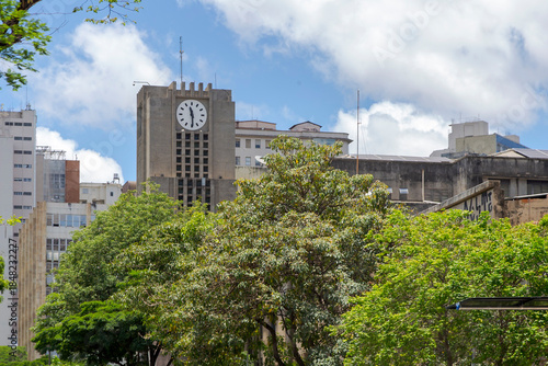 Clock at the top of the city hall building in Belo Horizonte, capital of the state of Minas Gerais.