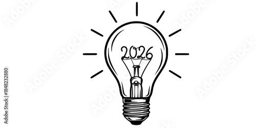 Lightbulb Filament 2026 Idea Vector Illustration Innovation