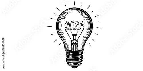 Lightbulb Filament 2026 Idea Vector Illustration Innovation