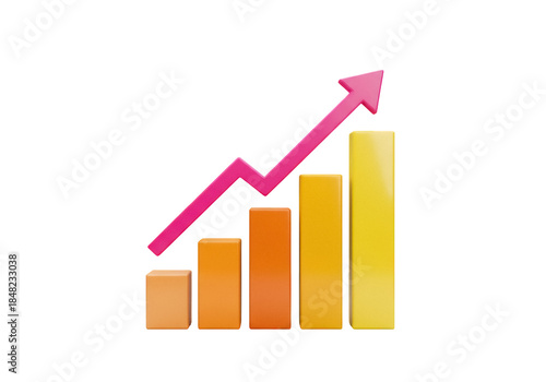 Rising bar graph with arrow isolated PNG on transparent background, business growth and success concept for presentations and infographics Free Download Rising bar graph with arrow isolated PNG on transparent background, business growth and success concept for presentations and infographics - GFXLoad