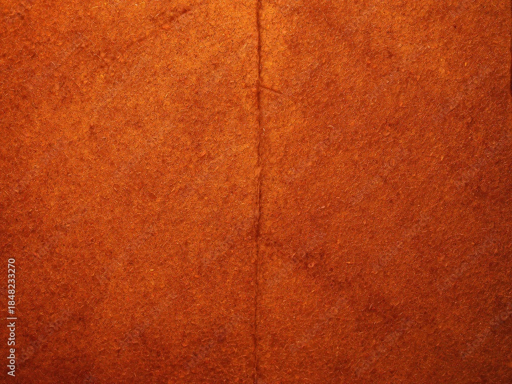 Fototapeta premium Textured reddish-brown surface with vertical seam and fibrous creases
