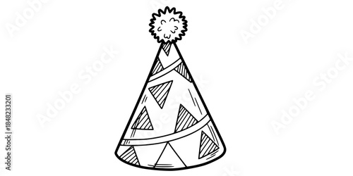 Hand Drawn Doodle Party Hat Vector Illustration Sketch Style Celebration