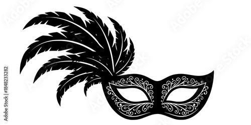 Venetian Masquerade Mask Silhouette Vector Illustration New Year Party