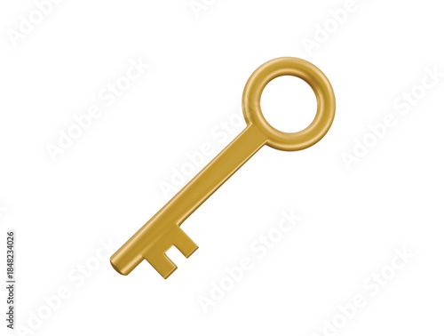 A golden key 3d render illustration