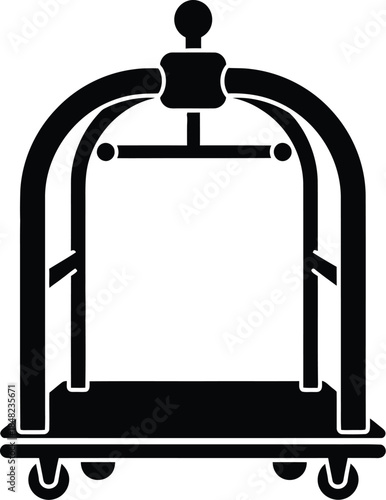 Hotel bellboy baggage cart, trolley vector illustration silhouette. 
