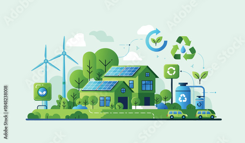 Sustainable Living Concept with Renewable Energy and Eco