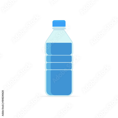 Bottle of water placed against a plain background with a focus on the shape and color of the container