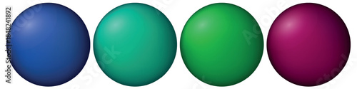 Set with glass colorful balls. Glossy realistic ball, 3D abstract vector illustration highlighted on a white background. Big metal bubble with shadow.