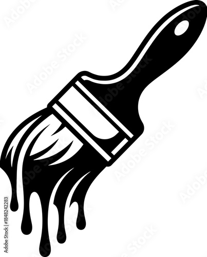 Paint Brush Dripping With Black Ink For Arts and Crafts Projects Creation