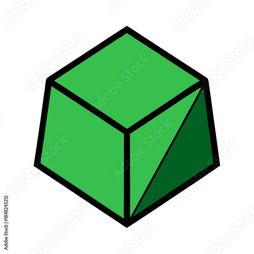 Minimalist green geometric cube illustration on black background