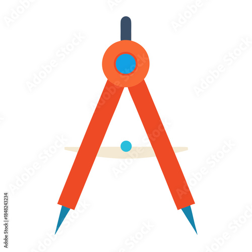 Geometric drawing compass with bright orange and blue accents for precise circle construction