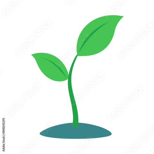 Simple green plant seedling illustration on black background