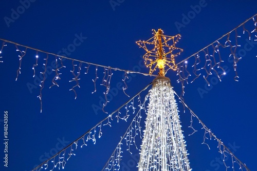 christmas tree on blue background