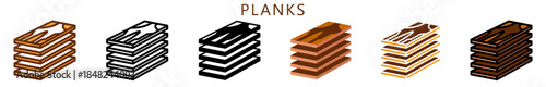 Planks Multi Style Icon, Flat, Line, Glyph, Lineal, Dual Tone. Relate To Carpentry, Wood Industry. Use For Modern Concept, Ui, Ux Web And App Development.