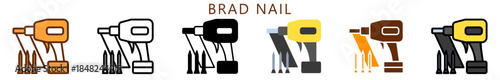 Brad Nail Multi Style Icon, Flat, Line, Glyph, Lineal, Dual Tone. Relate To Carpentry, Wood Industry. Use For Modern Concept, Ui, Ux Web And App Development.
