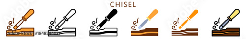 Chisel Multi Style Icon, Flat, Line, Glyph, Lineal, Dual Tone. Relate To Carpentry, Wood Industry. Use For Modern Concept, Ui, Ux Web And App Development.