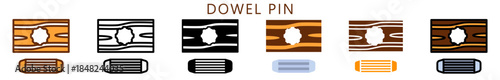 Dowel Pin Multi Style Icon, Flat, Line, Glyph, Lineal, Dual Tone. Relate To Carpentry, Wood Industry. Use For Modern Concept, Ui, Ux Web And App Development.
