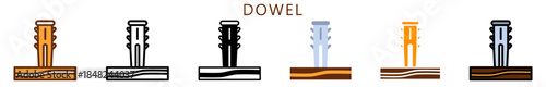Dowel Multi Style Icon, Flat, Line, Glyph, Lineal, Dual Tone. Relate To Carpentry, Wood Industry. Use For Modern Concept, Ui, Ux Web And App Development.