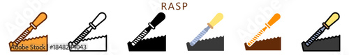 Rasp Multi Style Icon, Flat, Line, Glyph, Lineal, Dual Tone. Relate To Carpentry, Wood Industry. Use For Modern Concept, Ui, Ux Web And App Development.