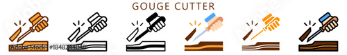 Gouge Cutter Multi Style Icon, Flat, Line, Glyph, Lineal, Dual Tone. Relate To Carpentry, Wood Industry. Use For Modern Concept, Ui, Ux Web And App Development.