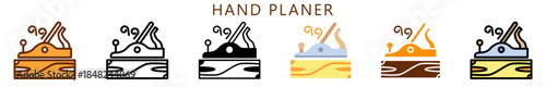Hand Planer Multi Style Icon, Flat, Line, Glyph, Lineal, Dual Tone. Relate To Carpentry, Wood Industry. Use For Modern Concept, Ui, Ux Web And App Development.