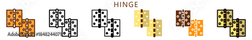 Hinge Multi Style Icon, Flat, Line, Glyph, Lineal, Dual Tone. Relate To Carpentry, Wood Industry. Use For Modern Concept, Ui, Ux Web And App Development.