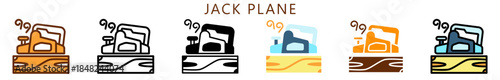 Jack Plane Multi Style Icon, Flat, Line, Glyph, Lineal, Dual Tone. Relate To Carpentry, Wood Industry. Use For Modern Concept, Ui, Ux Web And App Development.