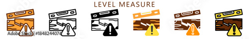 Level Measure Multi Style Icon, Flat, Line, Glyph, Lineal, Dual Tone. Relate To Carpentry, Wood Industry. Use For Modern Concept, Ui, Ux Web And App Development.