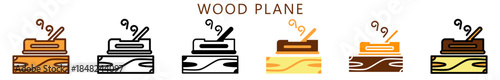 Wood Plane Multi Style Icon, Flat, Line, Glyph, Lineal, Dual Tone. Relate To Carpentry, Wood Industry. Use For Modern Concept, Ui, Ux Web And App Development.