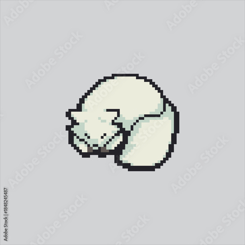Pixel art illustration White Arctic Fox. Pixelated Arctic Fox Animal. White Arctic Fox Animal Icon pixelated for the pixel art game and icon for website and video game. old school retro.