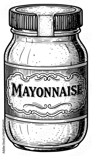 an old engraved illustration of a jar of peanut butter, black, bottle, engraving, glass jar, illustration, jar, old, against transparent background