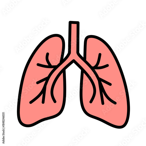 Human Lungs Anatomy Color Icon