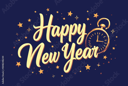 Happy New Year Poster Vector 