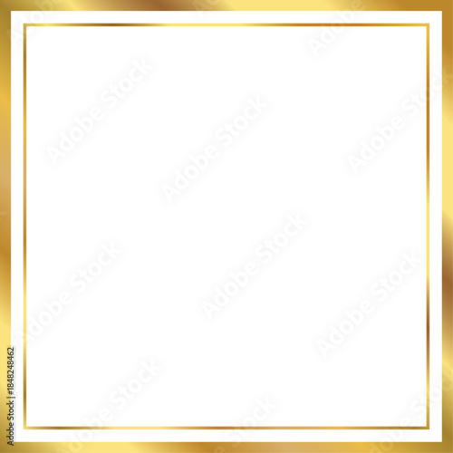 Elegant golden frame with blank center isolated on transparent background