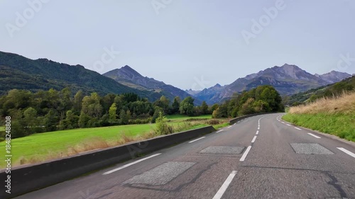 Driving up the Col du Soulor, France. Mountain pass in the Pyrenees. Part of the Tour de France and a popular spot for bird watching during the fall raptor migration.