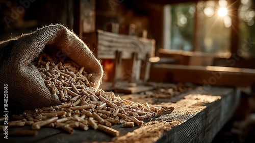 Bamboo biomass pellets rustic cozy household lifestyle high resolution picture