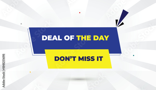 deal of the day dont miss it editable eps format web banner vector art illustration template design blue yellow shapes bold font white gray gradient abstract illustration sun shine business background