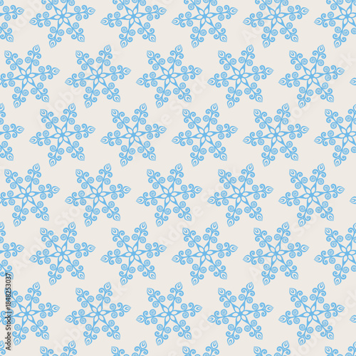 Winter seamless pattern with snowflakes, holiday background. Vector illustration for fabric, textile wallpaper, posters, gift wrapping paper. Christmas vector illustration. Falling snow.