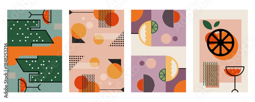 Retro Geometric Cocktail and Drink Vector Illustration Collection