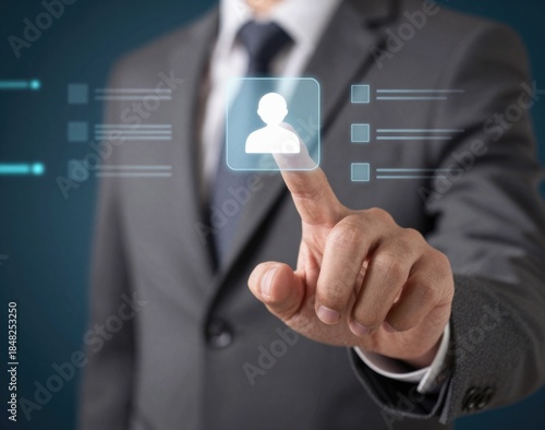 Executive touching user avatar icon