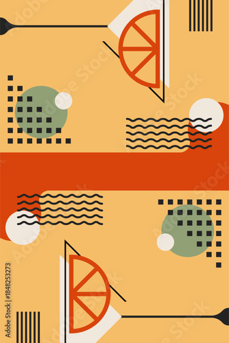 Retro Geometric Cocktail and Drink Vector Illustration Collection