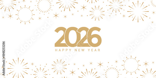 2026 happy new year fireworks celebration background isolated vector illustration